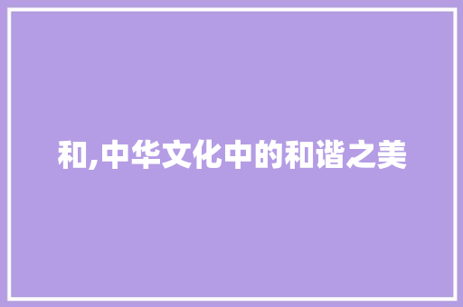 和,中华文化中的和谐之美 短语