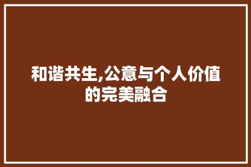 和谐共生,公意与个人价值的完美融合