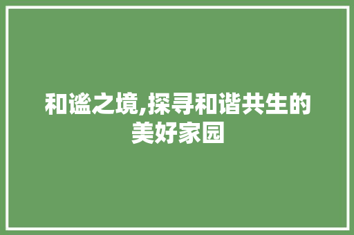 和谧之境,探寻和谐共生的美好家园