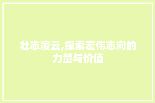 壮志凌云,探索宏伟志向的力量与价值