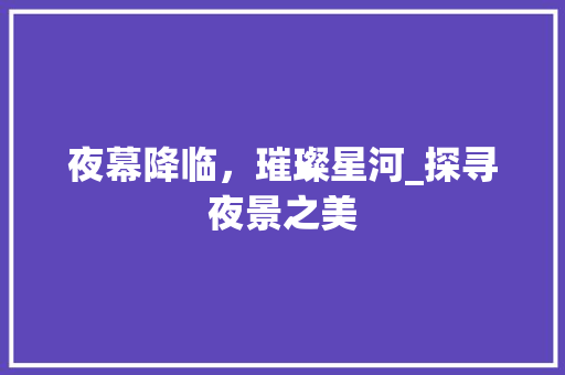 夜幕降临，璀璨星河_探寻夜景之美 成语汇编