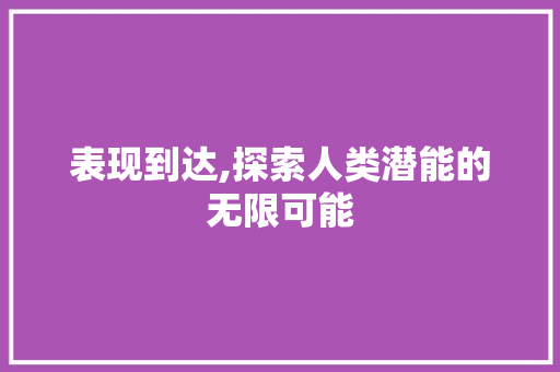 表现到达,探索人类潜能的无限可能
