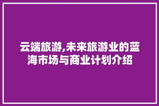 云端旅游,未来旅游业的蓝海市场与商业计划介绍