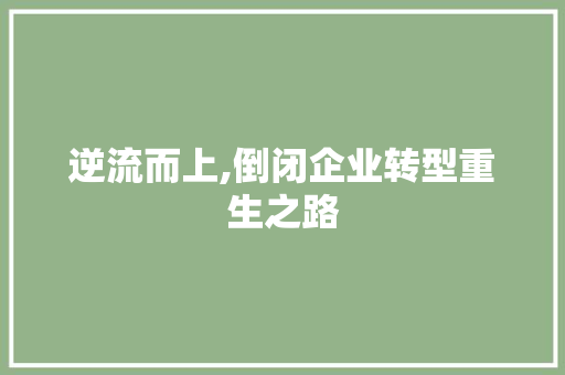 逆流而上,倒闭企业转型重生之路