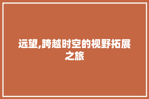 远望,跨越时空的视野拓展之旅