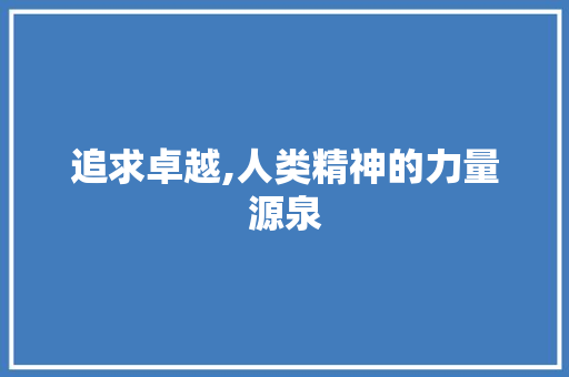 追求卓越,人类精神的力量源泉