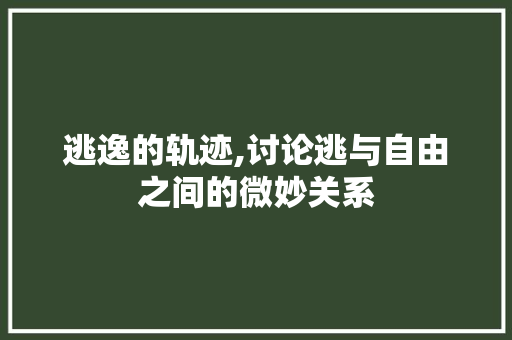 逃逸的轨迹,讨论逃与自由之间的微妙关系 问答