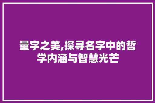 量字之美,探寻名字中的哲学内涵与智慧光芒