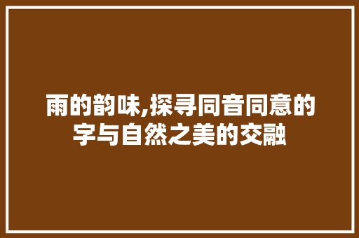 雨的韵味,探寻同音同意的字与自然之美的交融