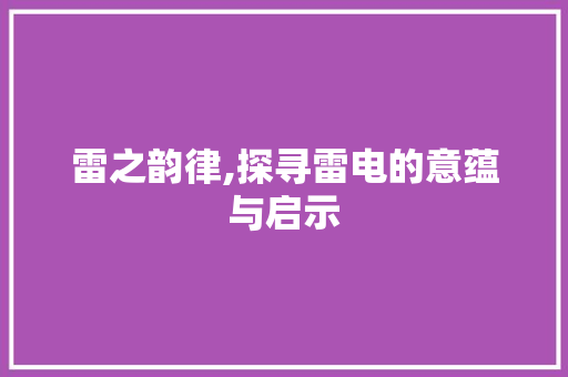 雷之韵律,探寻雷电的意蕴与启示
