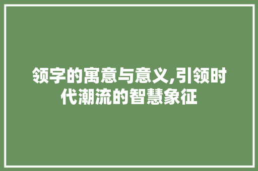 领字的寓意与意义,引领时代潮流的智慧象征 古代典籍