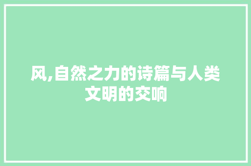 风,自然之力的诗篇与人类文明的交响