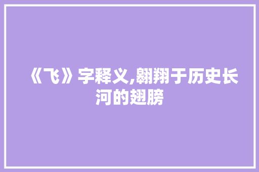 《飞》字释义,翱翔于历史长河的翅膀
