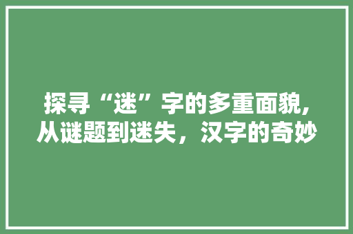 探寻“迷”字的多重面貌,从谜题到迷失，汉字的奇妙旅程