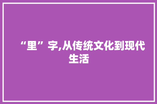 “里”字,从传统文化到现代生活
