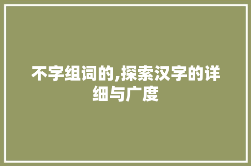 不字组词的,探索汉字的详细与广度