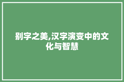 别字之美,汉字演变中的文化与智慧