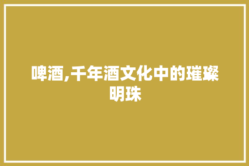 啤酒,千年酒文化中的璀璨明珠