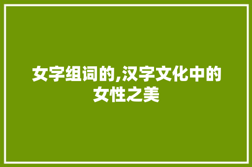 女字组词的,汉字文化中的女性之美
