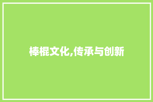 棒棍文化,传承与创新