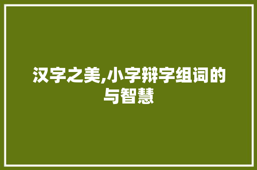 汉字之美,小字辩字组词的与智慧