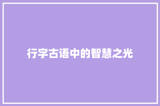行字古语中的智慧之光