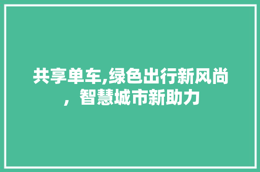 共享单车,绿色出行新风尚，智慧城市新助力