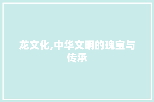 龙文化,中华文明的瑰宝与传承