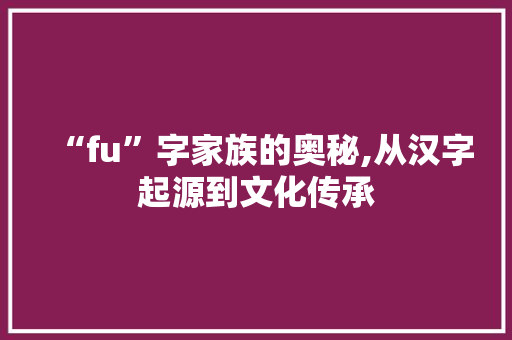“fu”字家族的奥秘,从汉字起源到文化传承