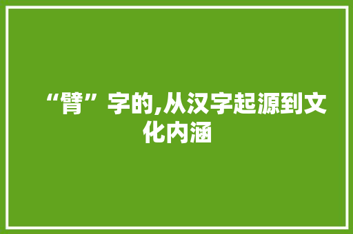 “臂”字的,从汉字起源到文化内涵 短语