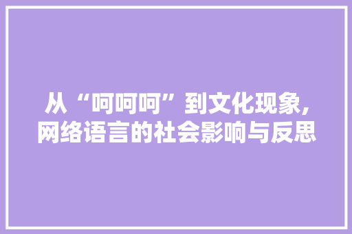 从“呵呵呵”到文化现象,网络语言的社会影响与反思