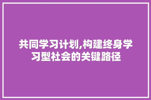 共同学习计划,构建终身学习型社会的关键路径