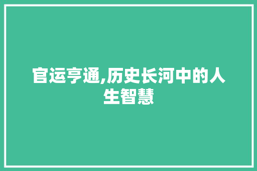官运亨通,历史长河中的人生智慧