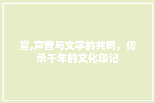 宣,声音与文字的共鸣，传承千年的文化印记