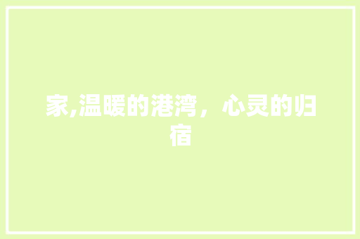家,温暖的港湾，心灵的归宿