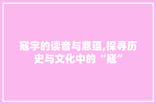 寇字的读音与意蕴,探寻历史与文化中的“寇”