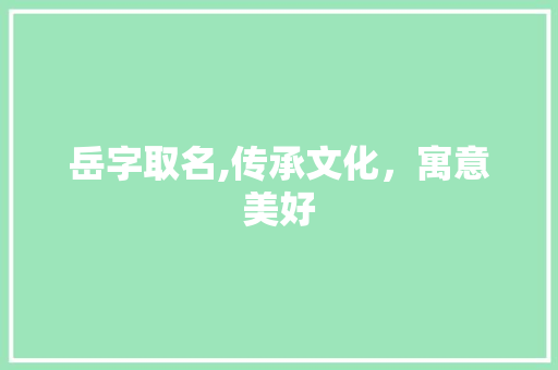 岳字取名,传承文化，寓意美好