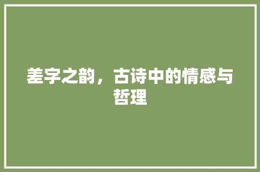 差字之韵，古诗中的情感与哲理