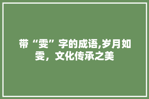 带“雯”字的成语,岁月如雯，文化传承之美