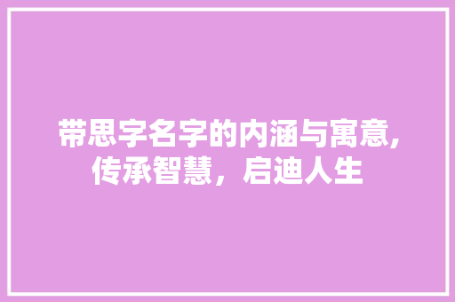 带思字名字的内涵与寓意,传承智慧，启迪人生