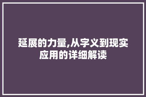 延展的力量,从字义到现实应用的详细解读 汉字拼音
