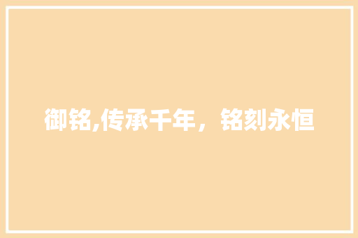 御铭,传承千年，铭刻永恒