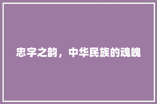 忠字之韵，中华民族的魂魄