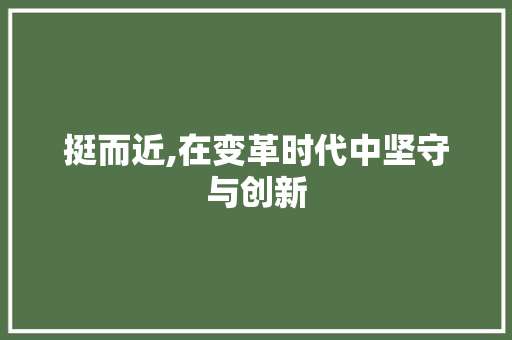 挺而近,在变革时代中坚守与创新