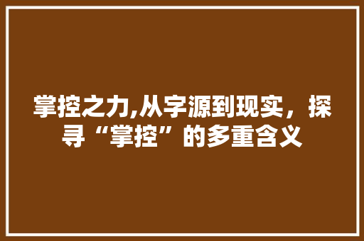 掌控之力,从字源到现实，探寻“掌控”的多重含义