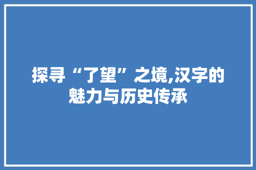探寻“了望”之境,汉字的魅力与历史传承