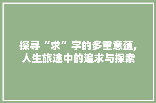 探寻“求”字的多重意蕴,人生旅途中的追求与探索