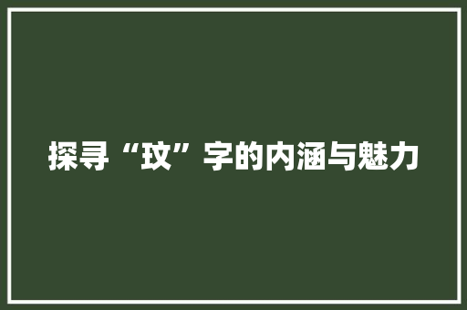探寻“玟”字的内涵与魅力