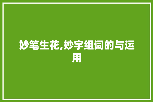 妙笔生花,妙字组词的与运用