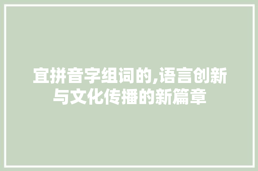 宜拼音字组词的,语言创新与文化传播的新篇章